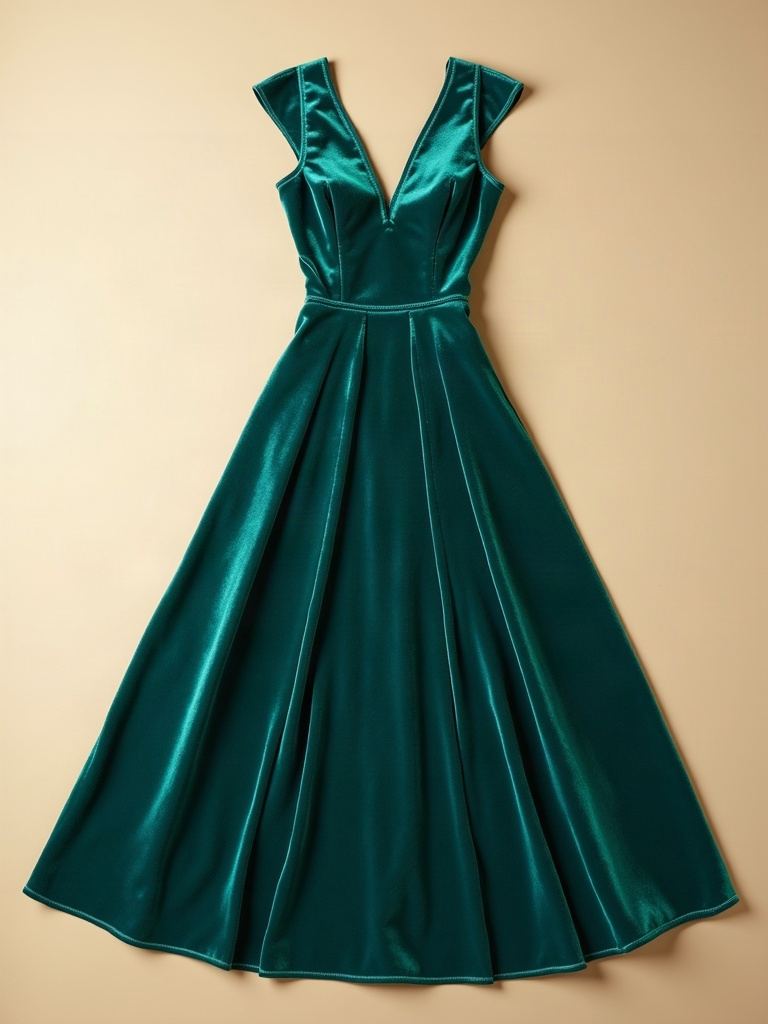 Swirled Velvet — Emerald velvet evening dress