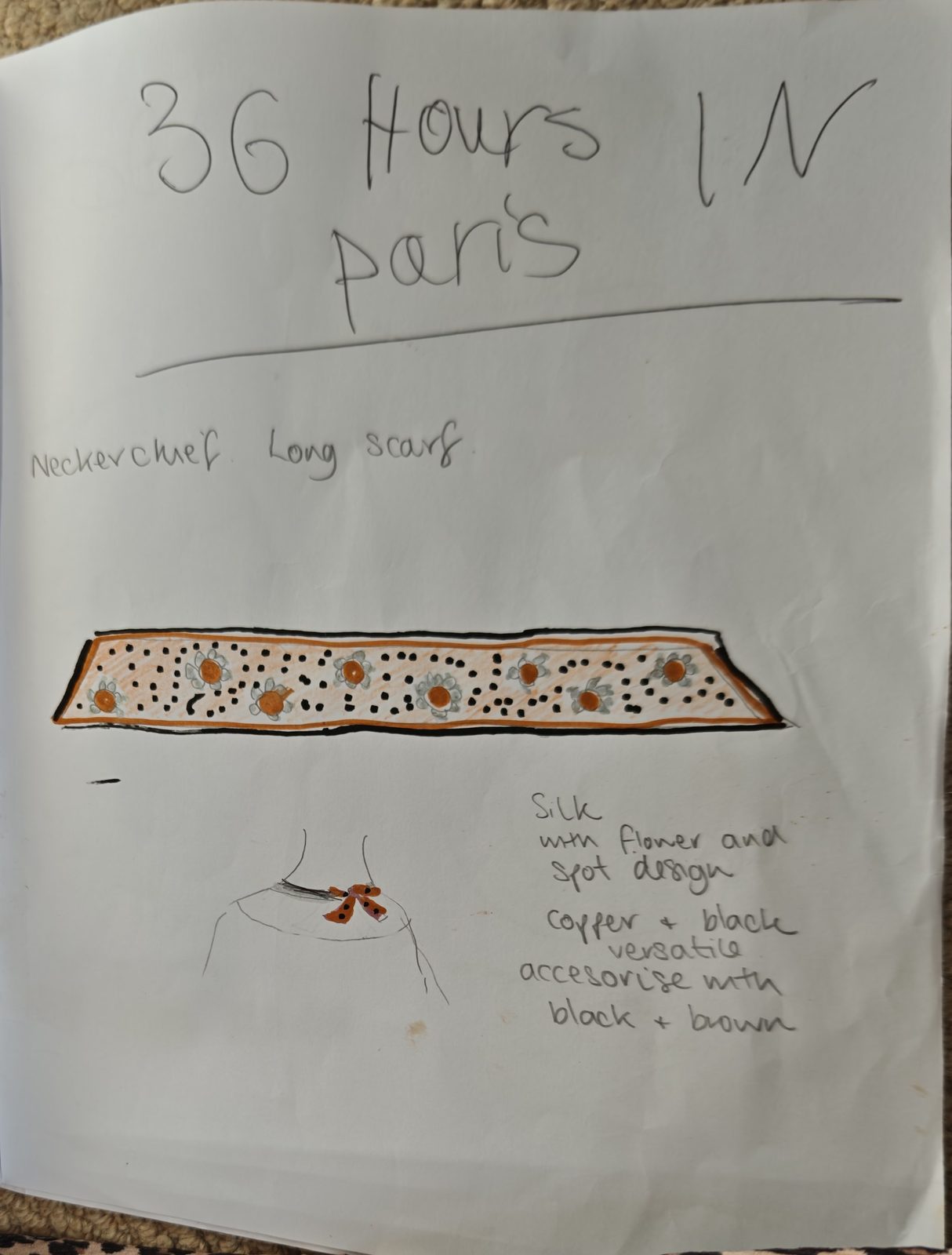 Amelie's original drawing for Neckerchief