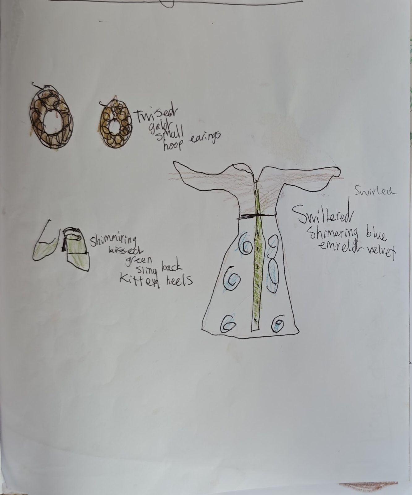 Amelie's original drawing for Swirled Velvet
