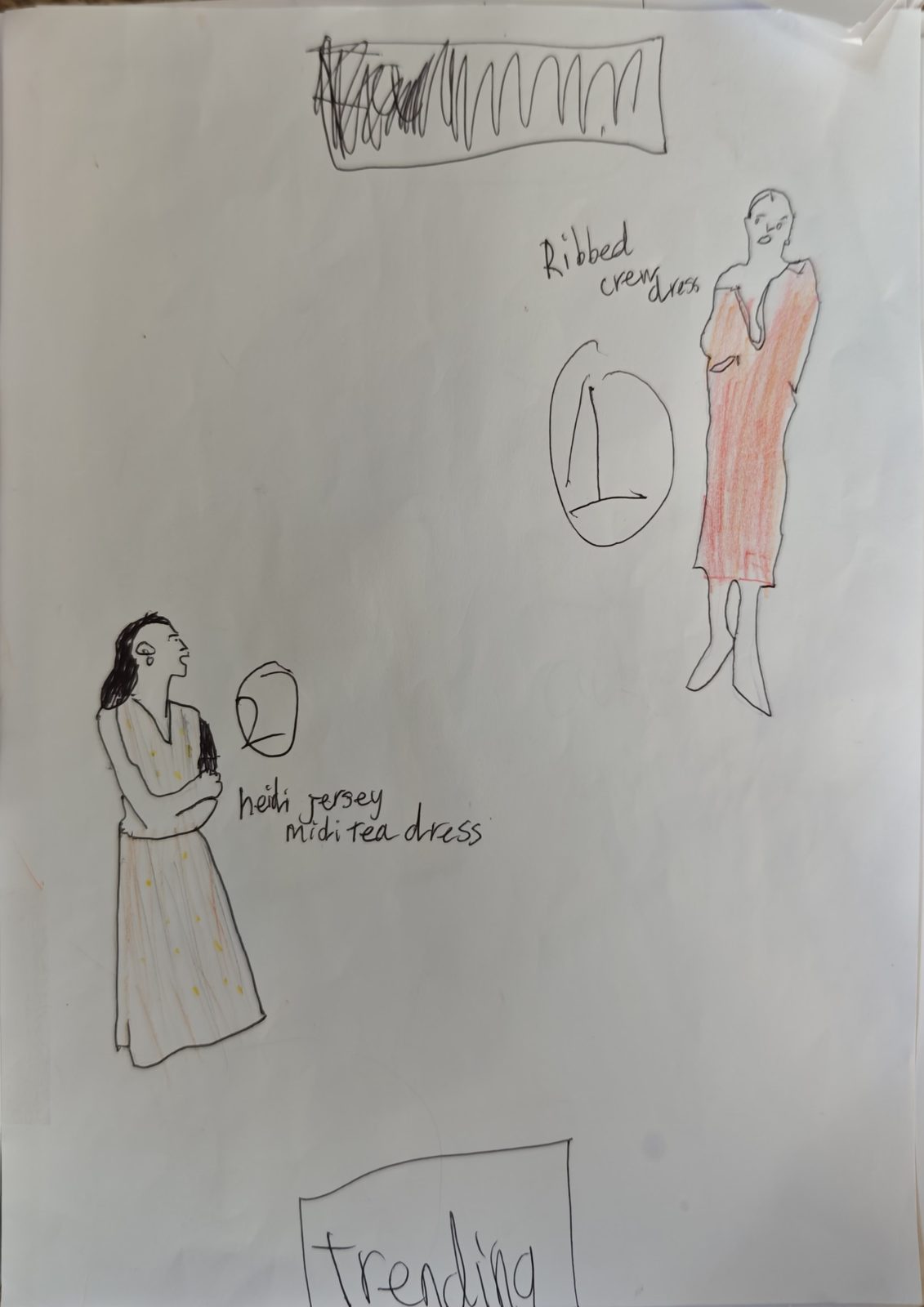 Amelie's original drawing for Ribbed Crew